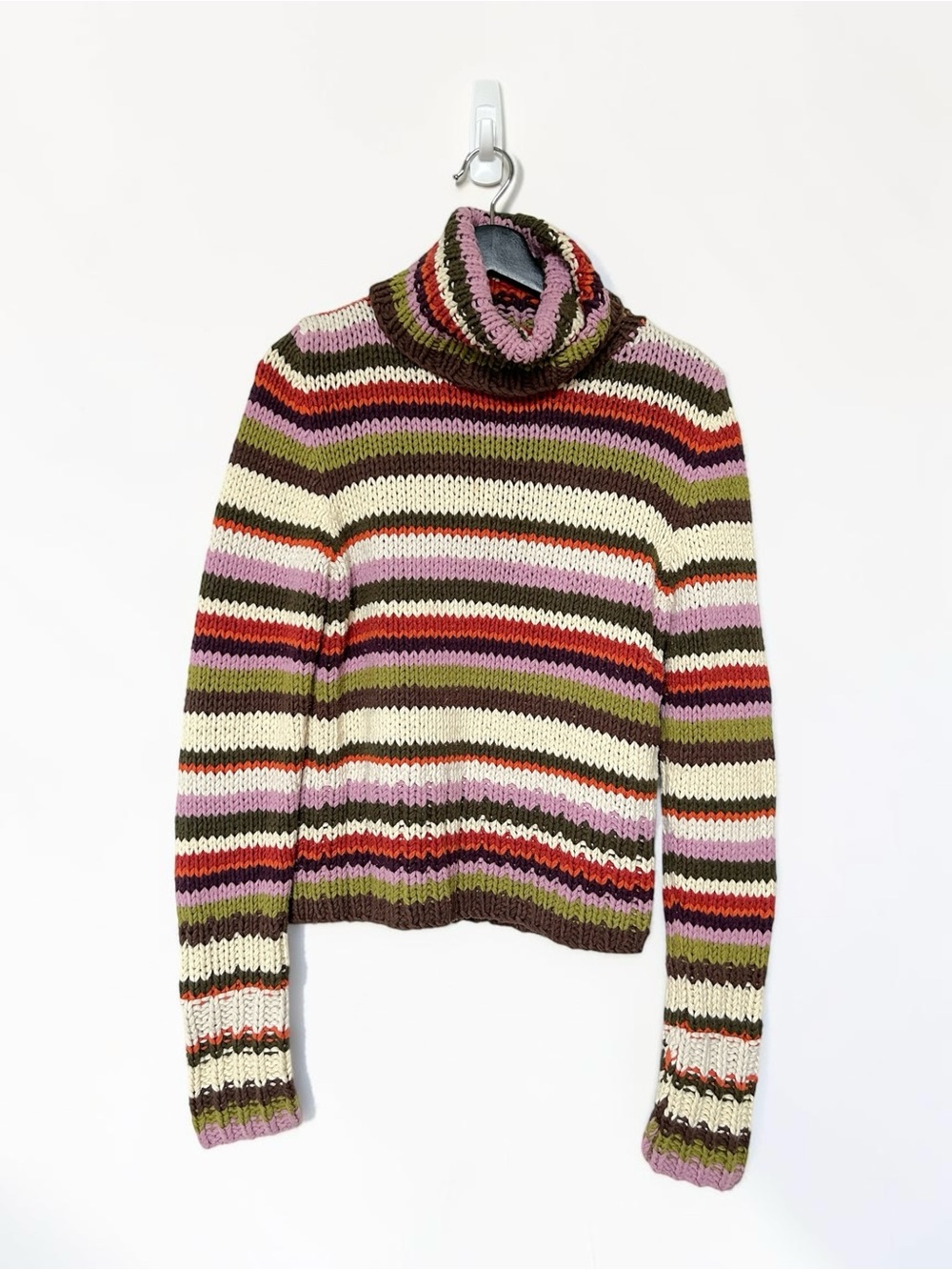 The Limited Vintage Y2K Chunky Knit Striped Turtleneck Sweater Size Large
